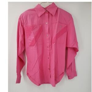 THE TALL COLLECTION 100% Cotton Long Sleeve Button Down Pink Top Womens Size 12